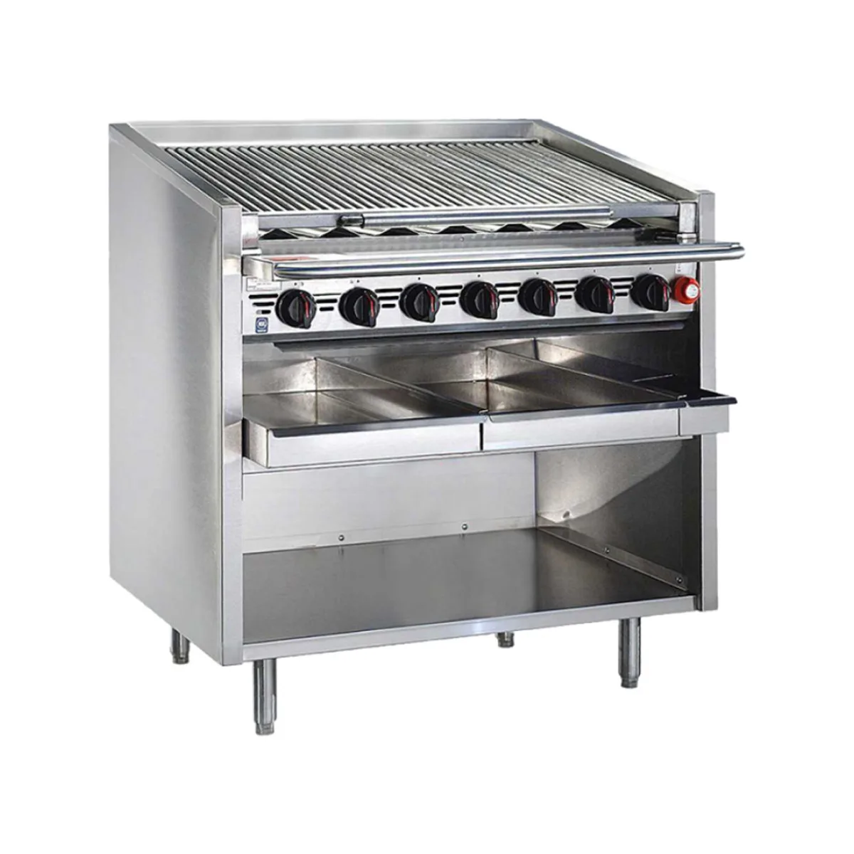Bakers Pride F-60RS 60" Floor Model Gas Radiant Charbroiler w/ Cabinet Base, 195.000 BTU