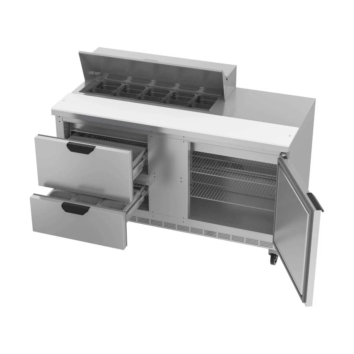 Beverage Air SPED60HC-10-2 60" Two Section Sandwich/Salad Prep Table w/ 2 Drawers & 1 Door, 10 Pans
