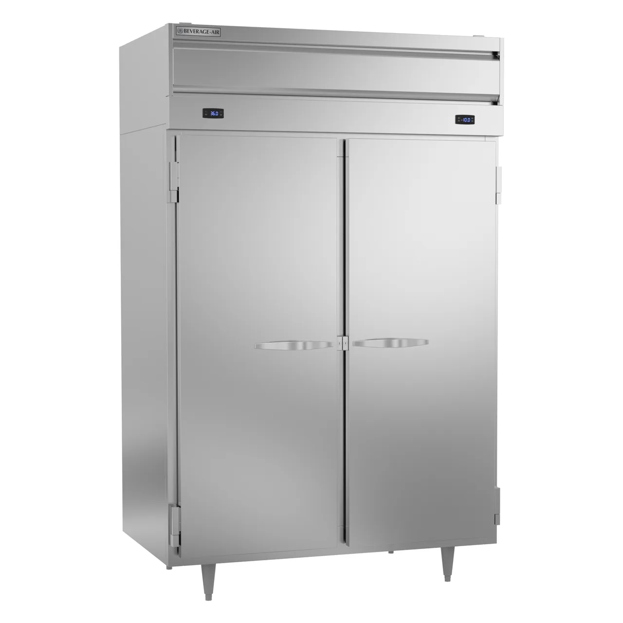Beverage Air PRF24-24HC-1AS 52" 2-Section Reach-In Refrigerator Freezer Combo w/ 2 Solid Doors