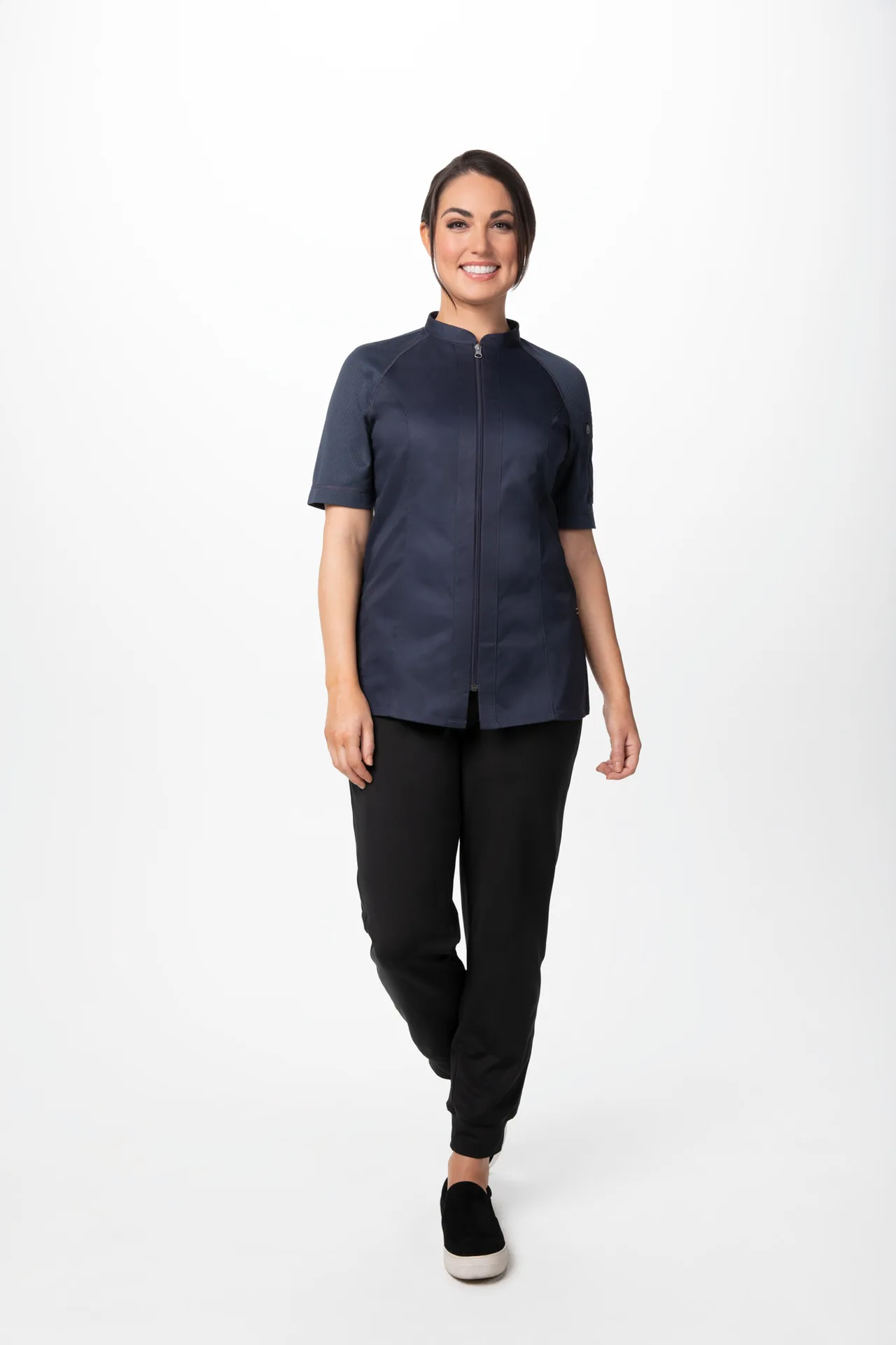 Chef Works CBZ04W-GRY-XL Women'S Arcadia Chef Coat, Grey, XL, 62/38 Poly/Cotton - 1/Case