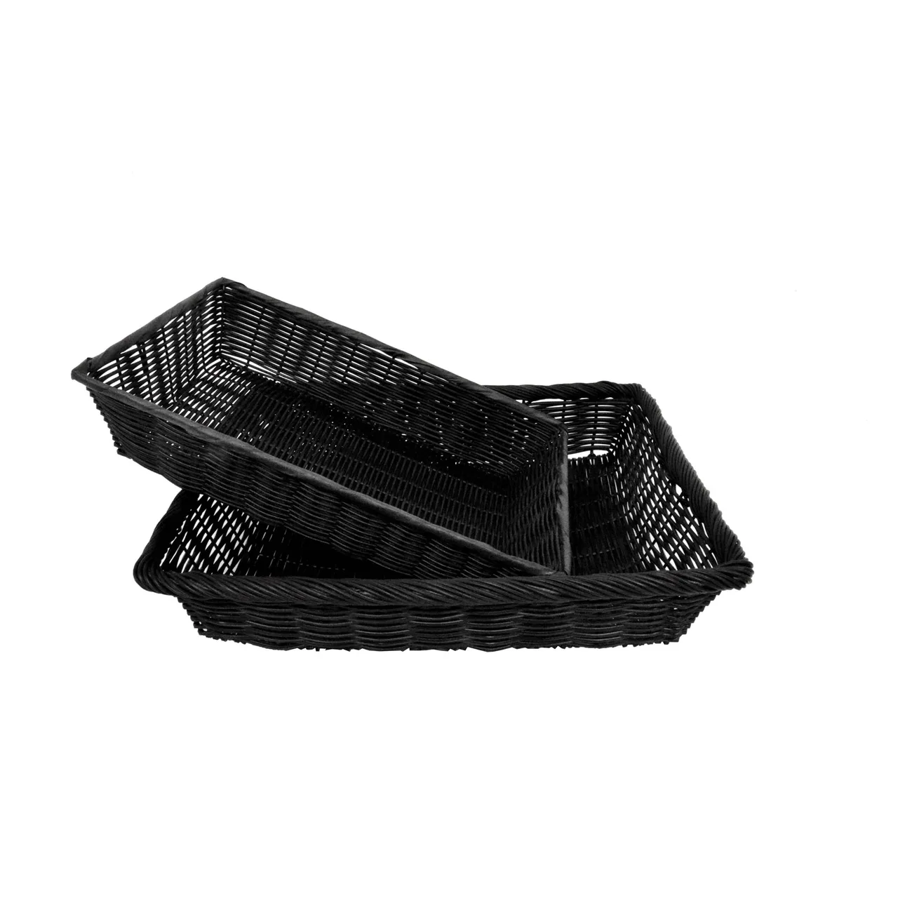Omcan USA 31426 - 19-1/2" x 15-1/2" x 4" Black Weave Plastic Deli Basket for Restaurant Food Serving