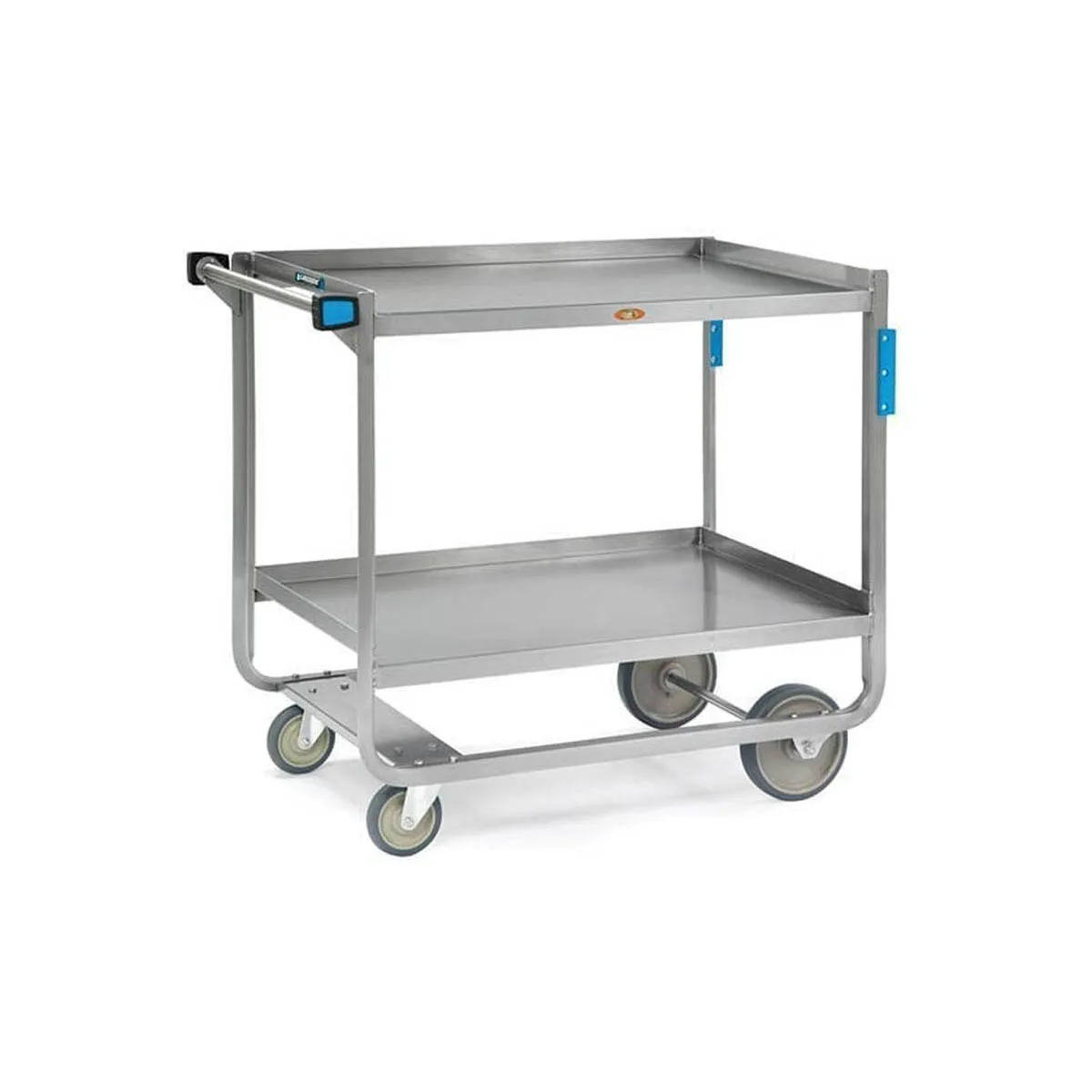 Lakeside 953 Tough Transport Stainless Steel 2-Shelf Utility Cart - 48" x 25-3/4" x 37-3/8"