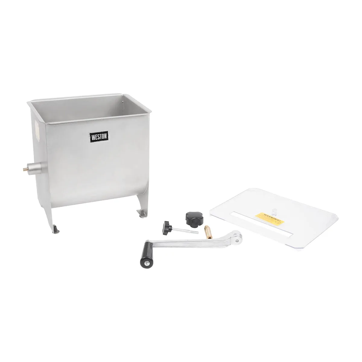 Hamilton Beach 36-1901-W Weston Manual Meat Mixer, 20 lb Capacity, Stainless Steel, 14.25" Width, Removable Paddles, Clear Plastic Cover