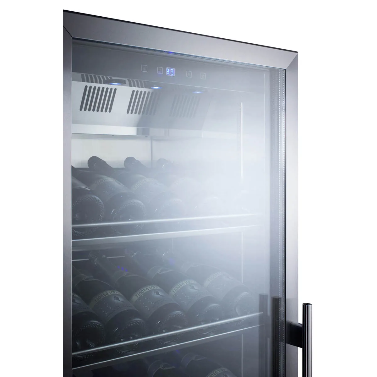 Summit SCR1401LHCHCSS 24" Glass Door Wine Refrigerator, Single Temperature, 35 Bottles