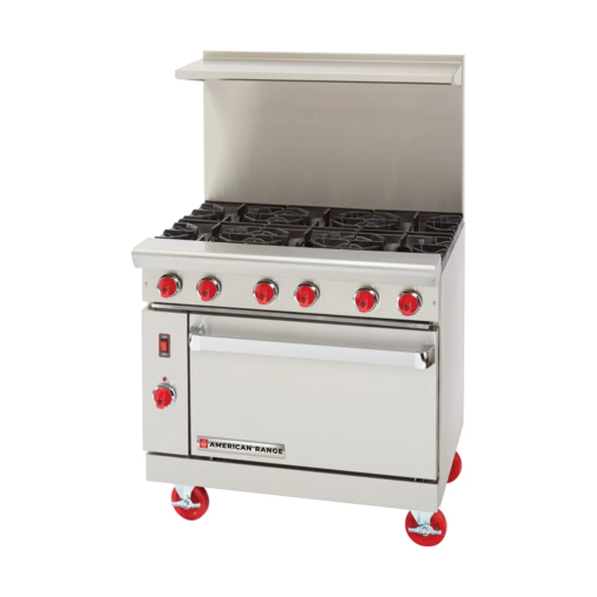 American Range AR-6-SB 36" Gas Restaurant Range w/ (6) Open Burners, (1) Cabinet Base, 192.000 BTU