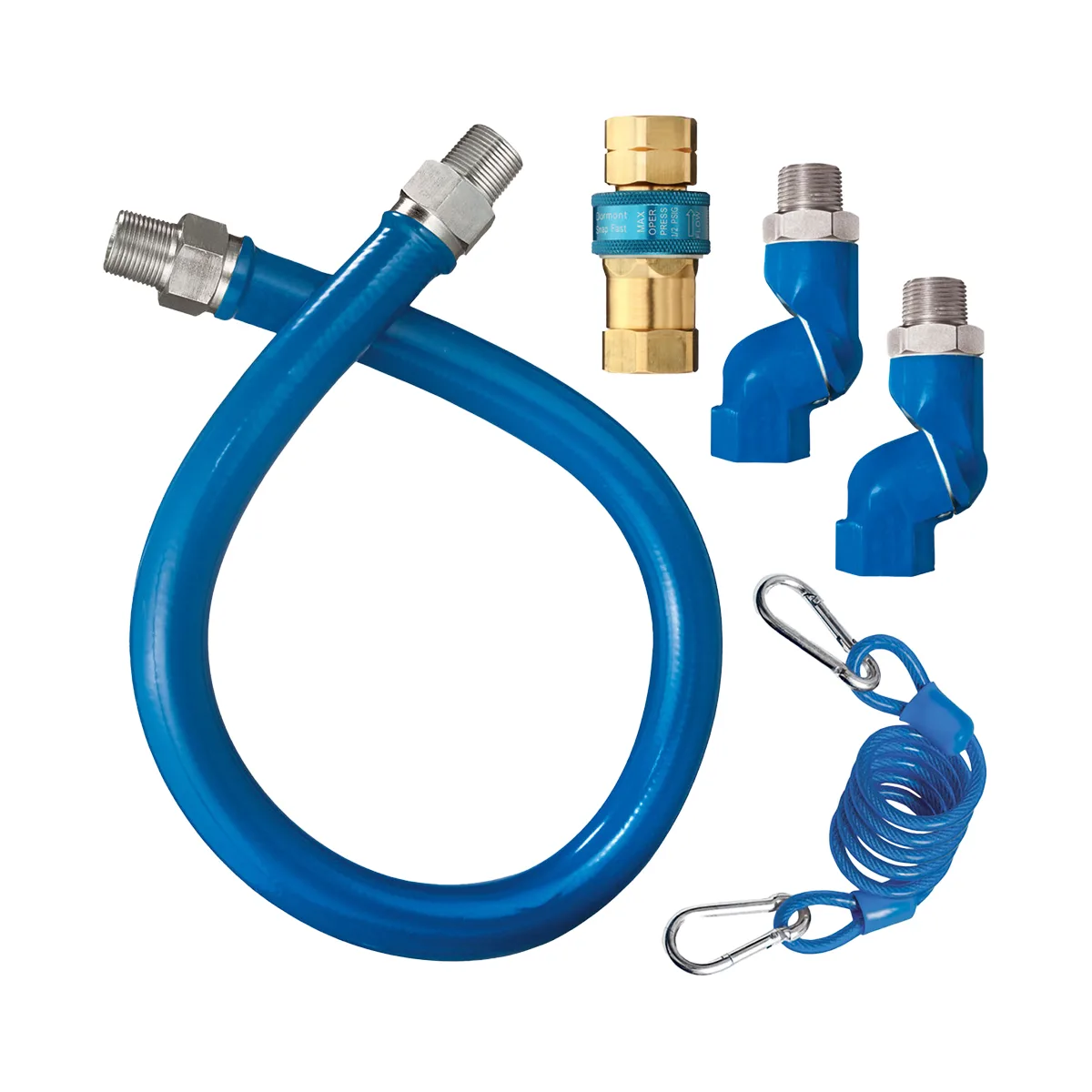 Dormont 1650BPQ2SR48 SnapFast 48" Gas Connector Kit, Two Swivels, Restraining Cable, 1/2" Dia.