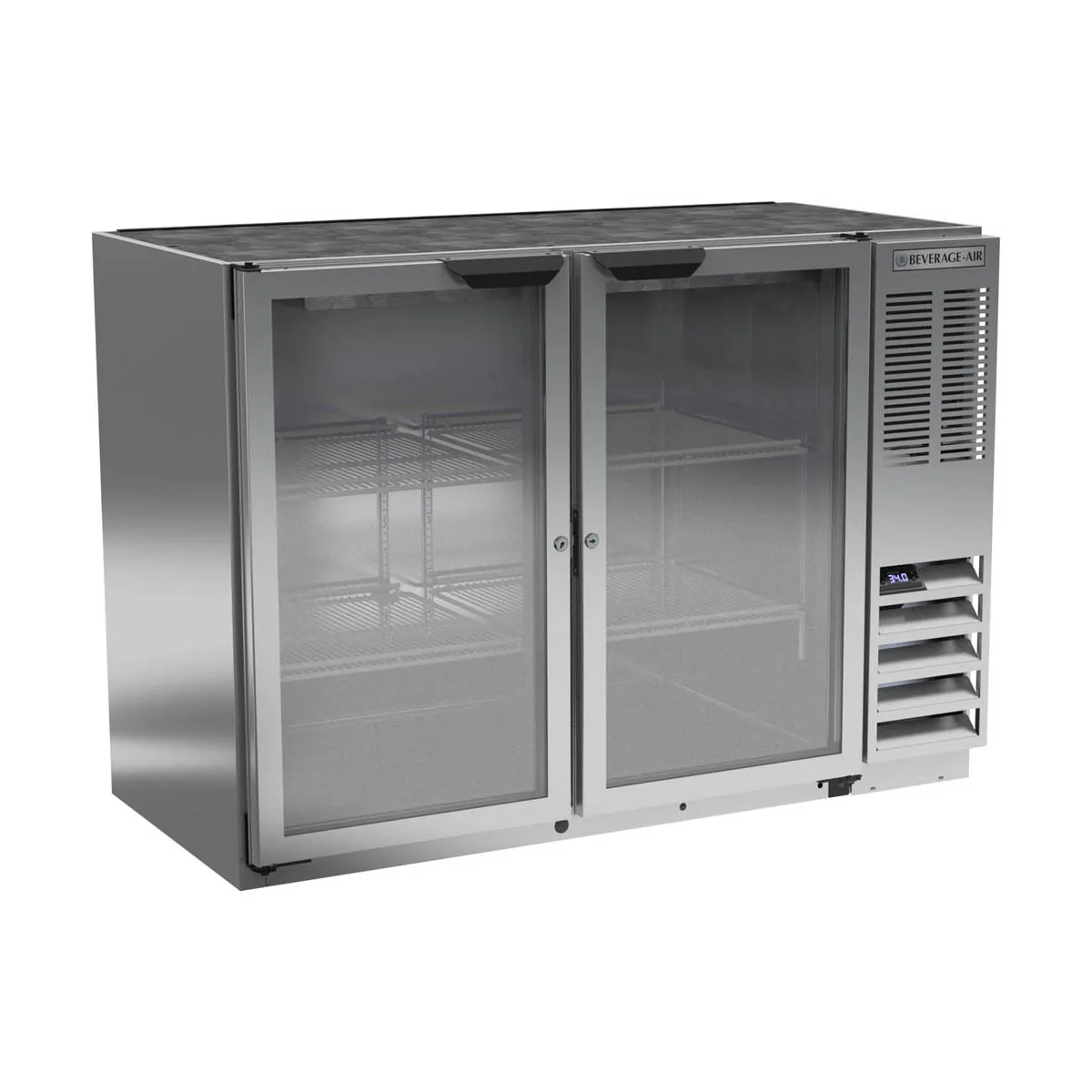 Beverage Air BB48HC-1-G-S 48" 2 Section Black Back Bar Cooler with Glass Door