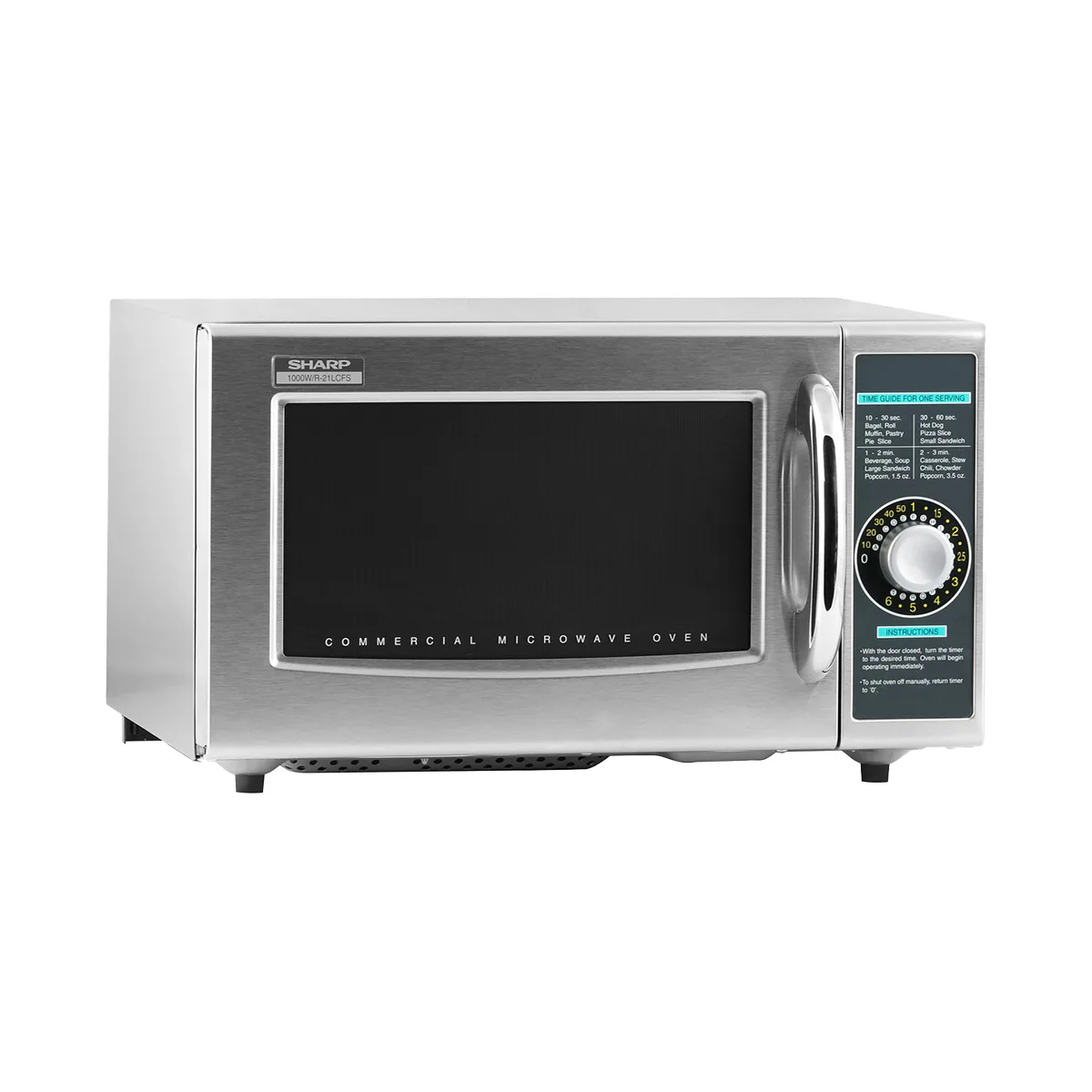 Sharp R-21LCFS 1000W Medium Duty Commercial Microwave Oven, Dial Control, 120V