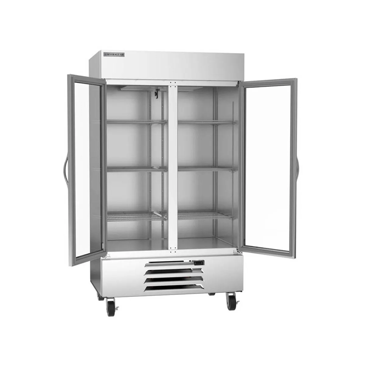 Beverage Air HBF44HC-1-G 47" 2-Section Glass Door Reach-In Freezer, Bottom Mounted, 44 cu. ft., Stainless Steel