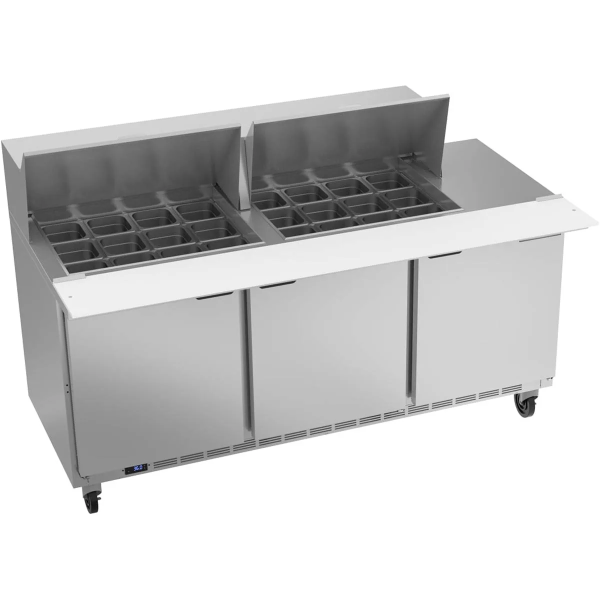 Beverage Air SPE72HC-24M 72" Mega Top Sandwich / Salad Prep Table w/ 3 Doors, 24 Pans, 20 cu. ft.