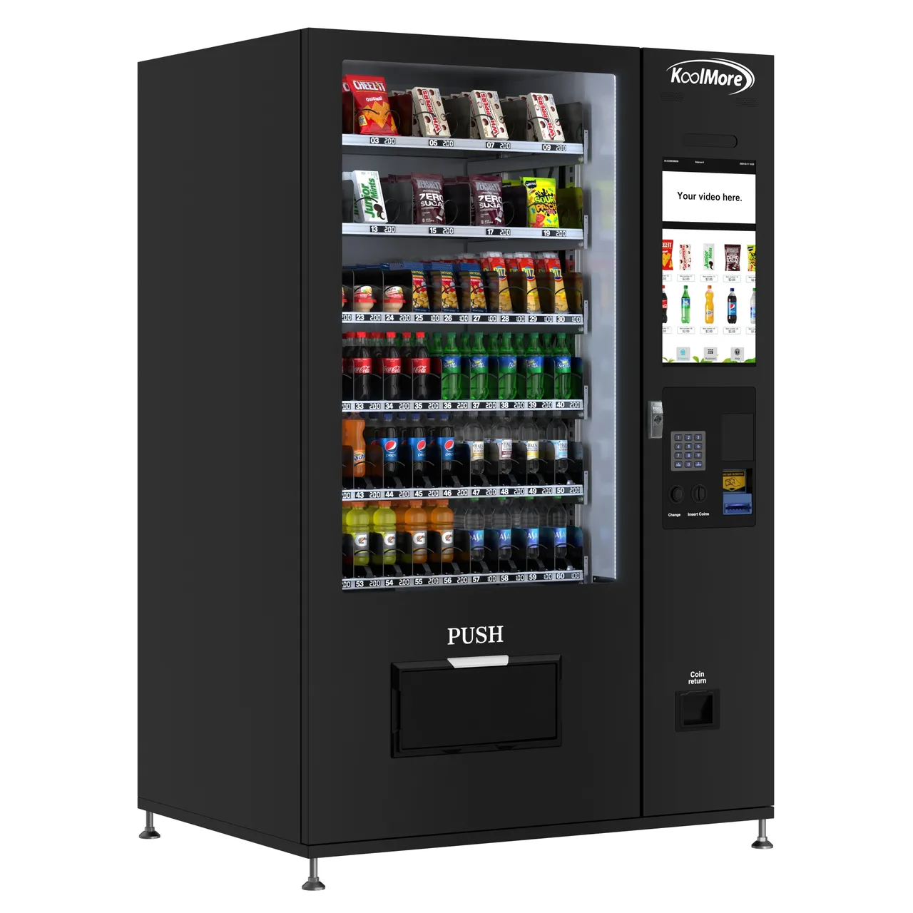 Koolmore KM-VMRT-50-BC Refrigerated Snack and Drink Vending Machine w/ 60 Slots, Bill/Coin Acceptor
