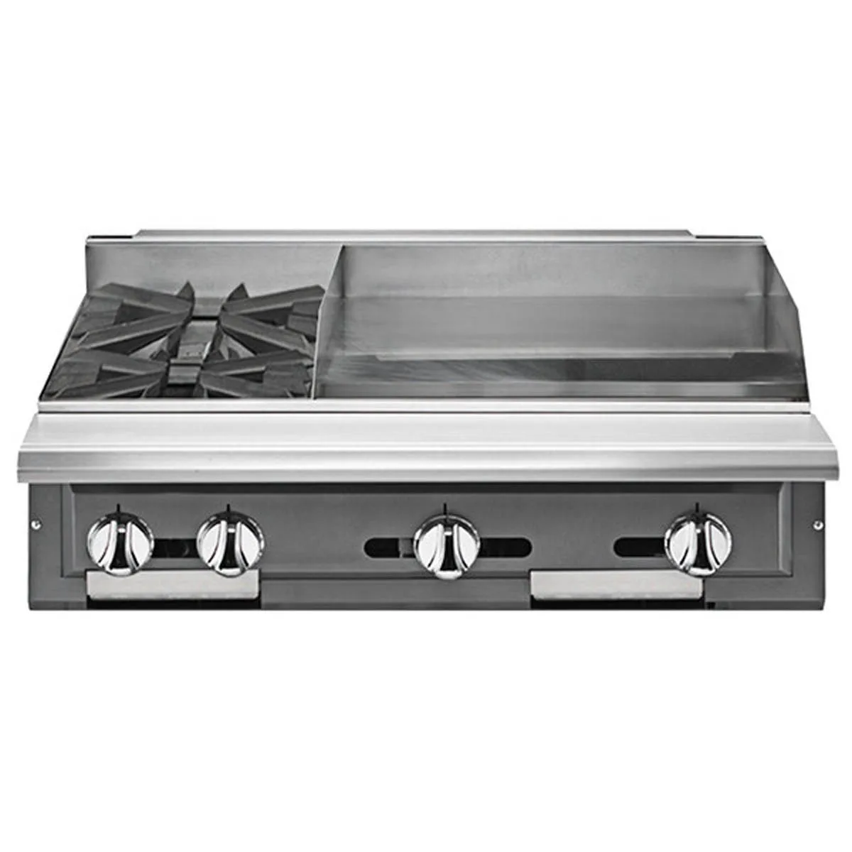 Vulcan V2BG24 36" Gas Heavy Duty Range w/ (2) Open Burners, 24"Griddle Right, Modular Base, 130.000 BTU