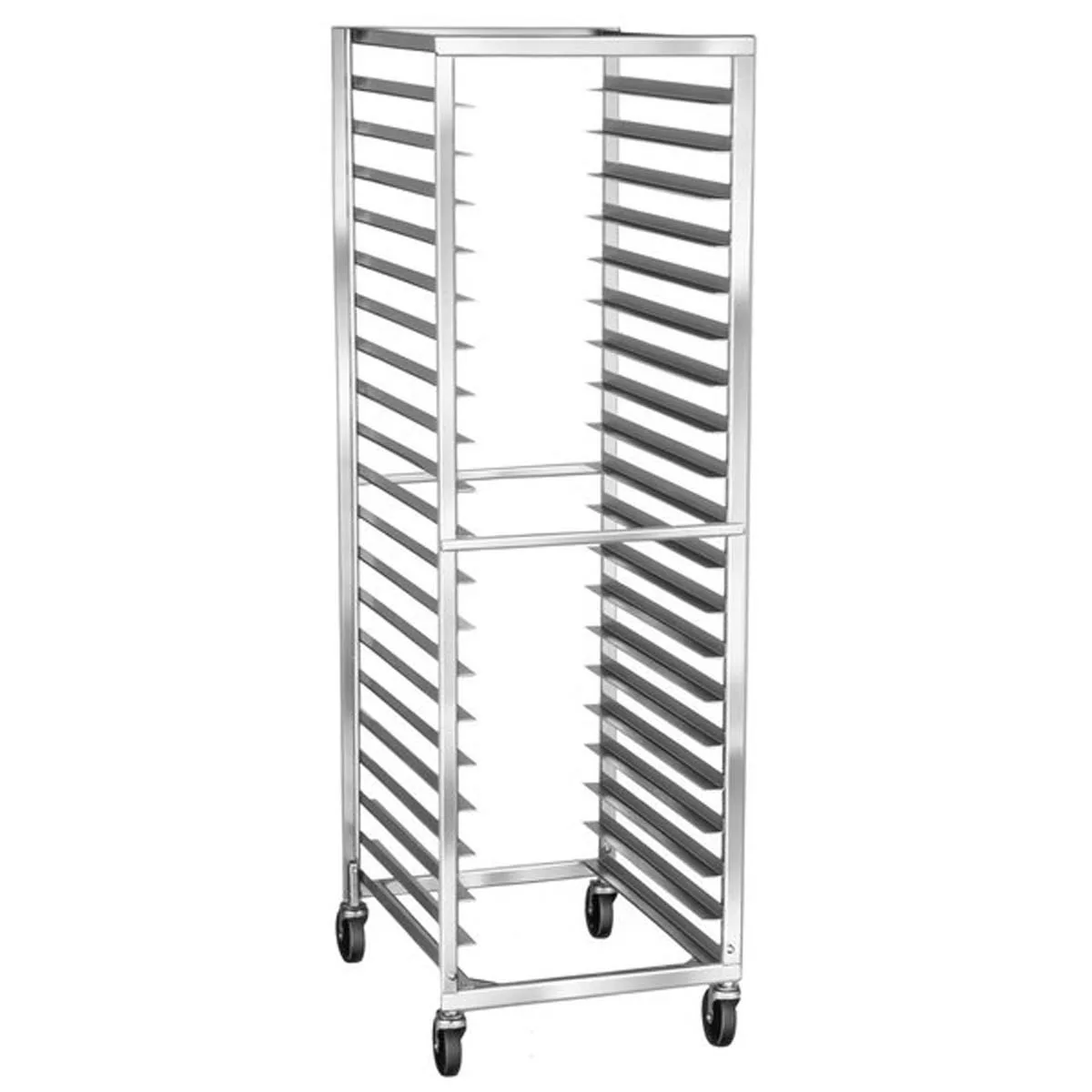 Lakeside 135 16 Pan End Load Full Height Stainless Steel Bun / Sheet Pan Rack w/ 3" Bottom Load Slides