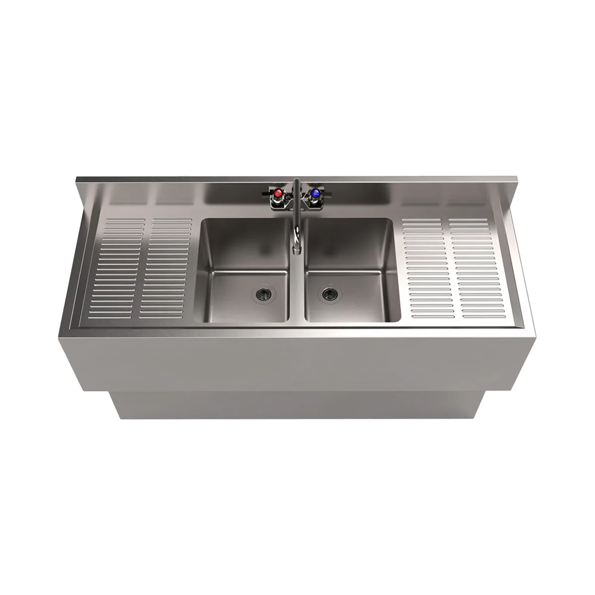 BK Resources UBB-18-248TS Underbar Sink Units, 2 Compartment with 2 Drainboards