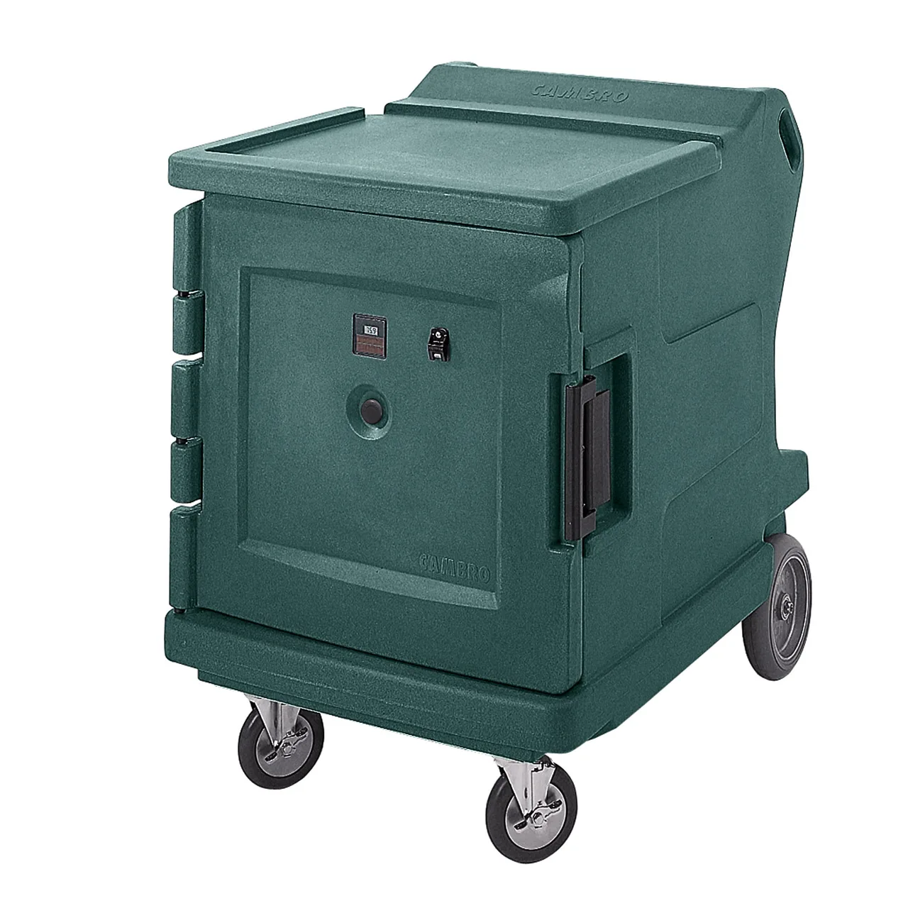 Cambro CMBHC1826LC192 Camtherm Hot/Cold Cart, 30.5"W x 42"D, 1-Section, Single Solid Door, Green, Holds 11 18x26 or 12 12x20 Pans, 110V 1162W