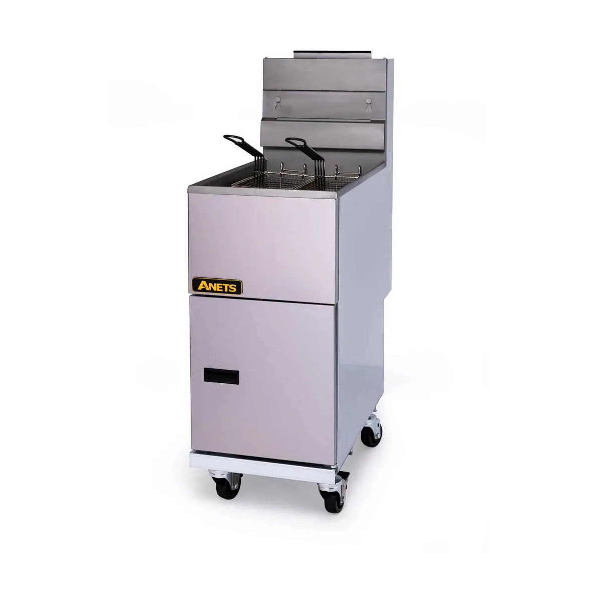ANETS 40AV 15" Full Pot Floor Model Gas Fryer w/ 35 lbs Capacity, 2 Twin Baskets, Millivolt Control