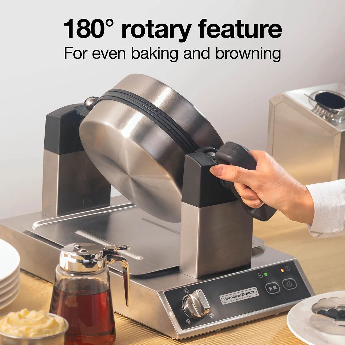 Hamilton Beach 26700 Commercial Belgian Waffle Maker, (25) Waffles per hour capability, 1300 W