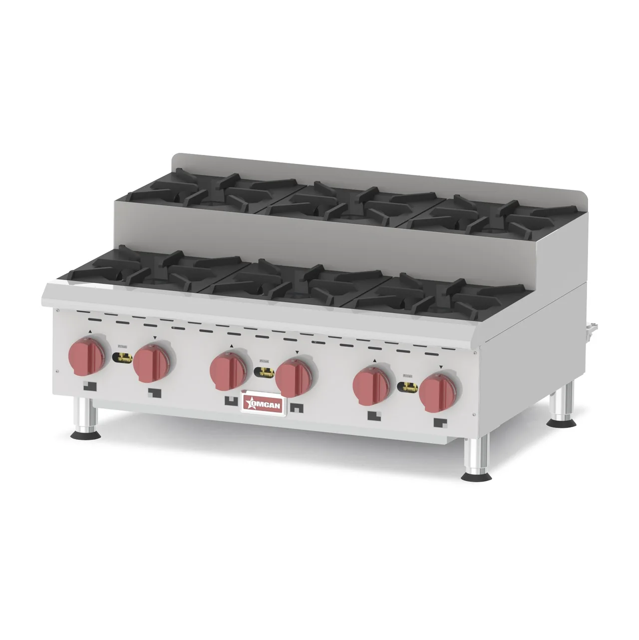Omcan USA 44200 36" Countertop Step-Up Gas Hotplate with (4) Burners, Manual Controls, 180.000 BTU