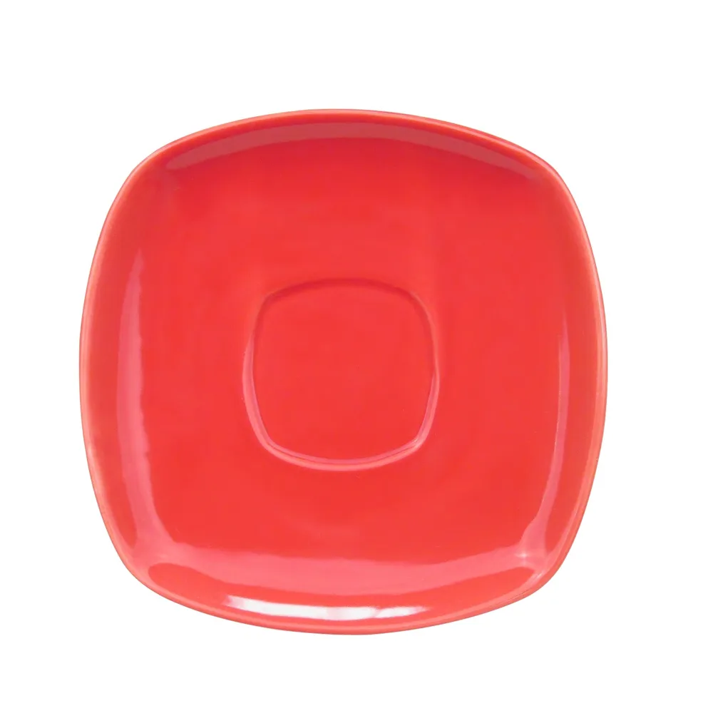 CAC China KC-2-R Red Stoneware Saucer 6" x 6" x 0.75" Oven/Microwave Safe - 1 Dozen