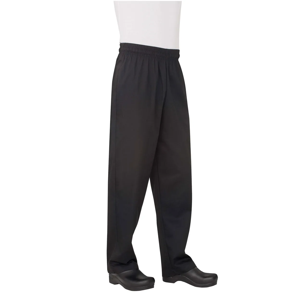 Chef Works NBBP-000-2XL Chef Pants, 2XL Black PolyCotton, Waistband, 2 Side Pockets, Back Pocket