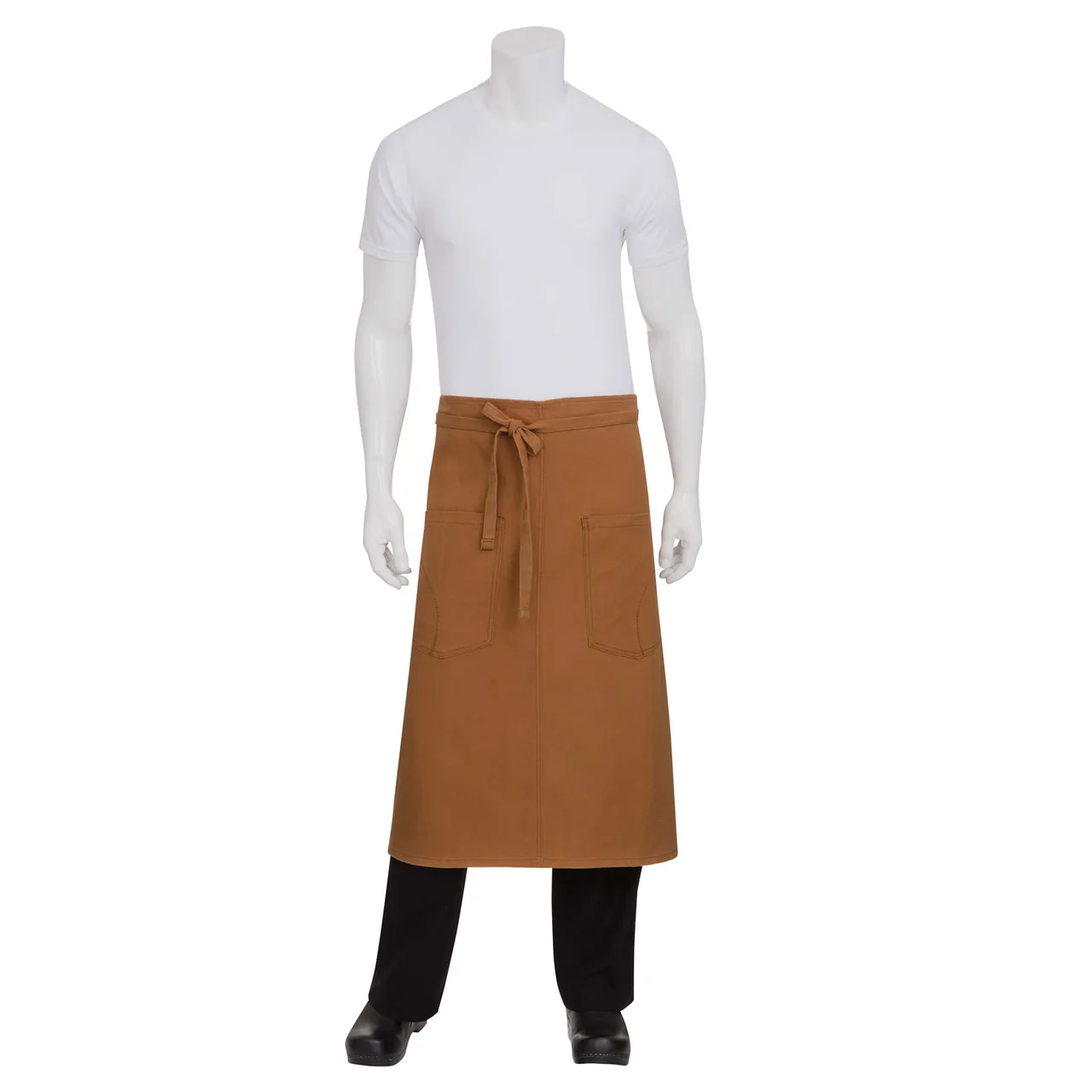 Chef Works ALWKV023-NTM-0 Waist Apron, 31"L x 31"W, 100% Cotton, Brown, 2 Pockets - 1/Case