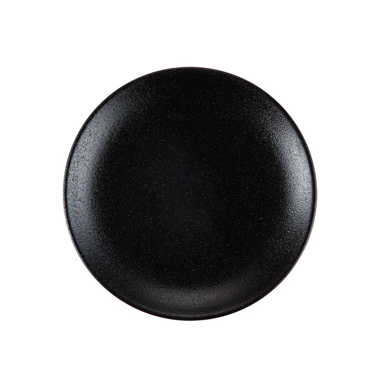 CAC China MOT-R22-BLK Morton Plate – 8" Dia., 1" H, Round, Porcelain, Matte Black Lava Glaze 1 Dozen