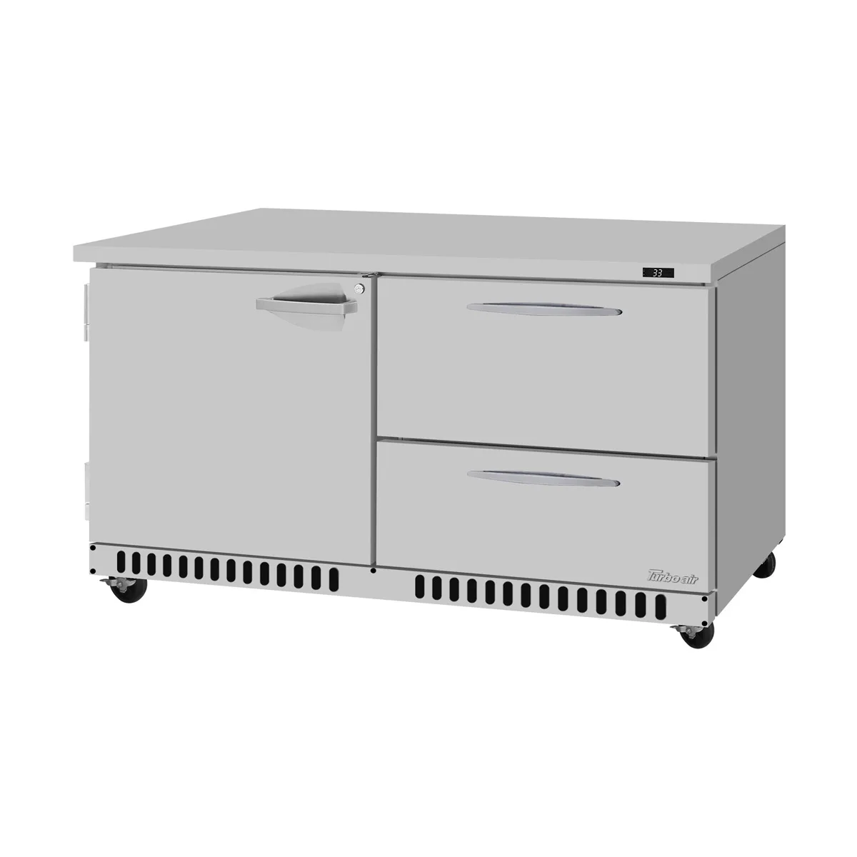 Turbo Air PUR-60-D2R(L)-FB-N 60" 2-Drawer Undercounter Fridge, Front-Breathing, Stainless Steel, 14.8 cu ft