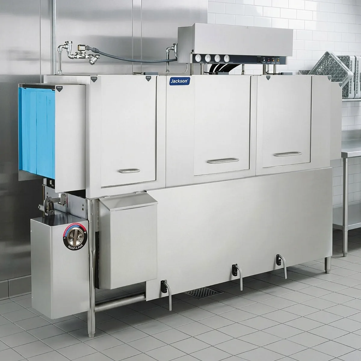 Jackson WWS AJ-86CS 86" Conveyor Dishwasher, 287 Racks/Hr - High Temp Steam Tank without Booster