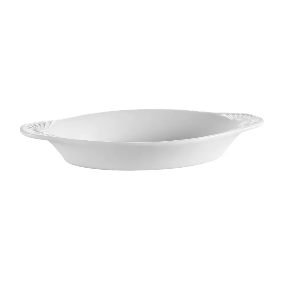CAC China COA-15-P Welsh Rarebit Baking Dish, 15 oz Oval Porcelain, White, 10½" L x 5⅜" W - 1 Dozen