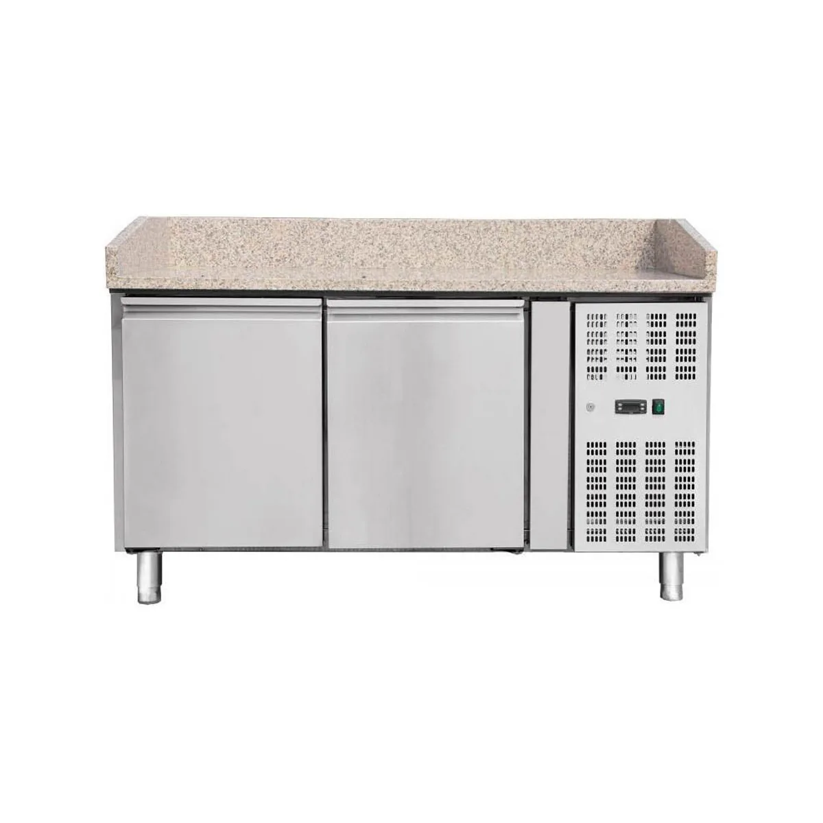 Omcan USA 39592 59" 2 Doors Refrigerated Pizza Prep Table w/ Granite Top, 13.8 cu. ft.