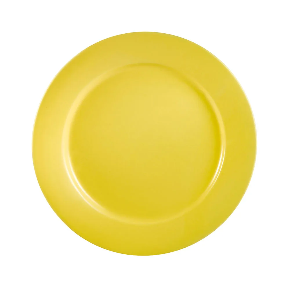 CAC China LV-16-Y Las Vegas Plate, 10-1/2" Dia x 1", Round Rolled Edge Ceramic, Yellow - Dozen