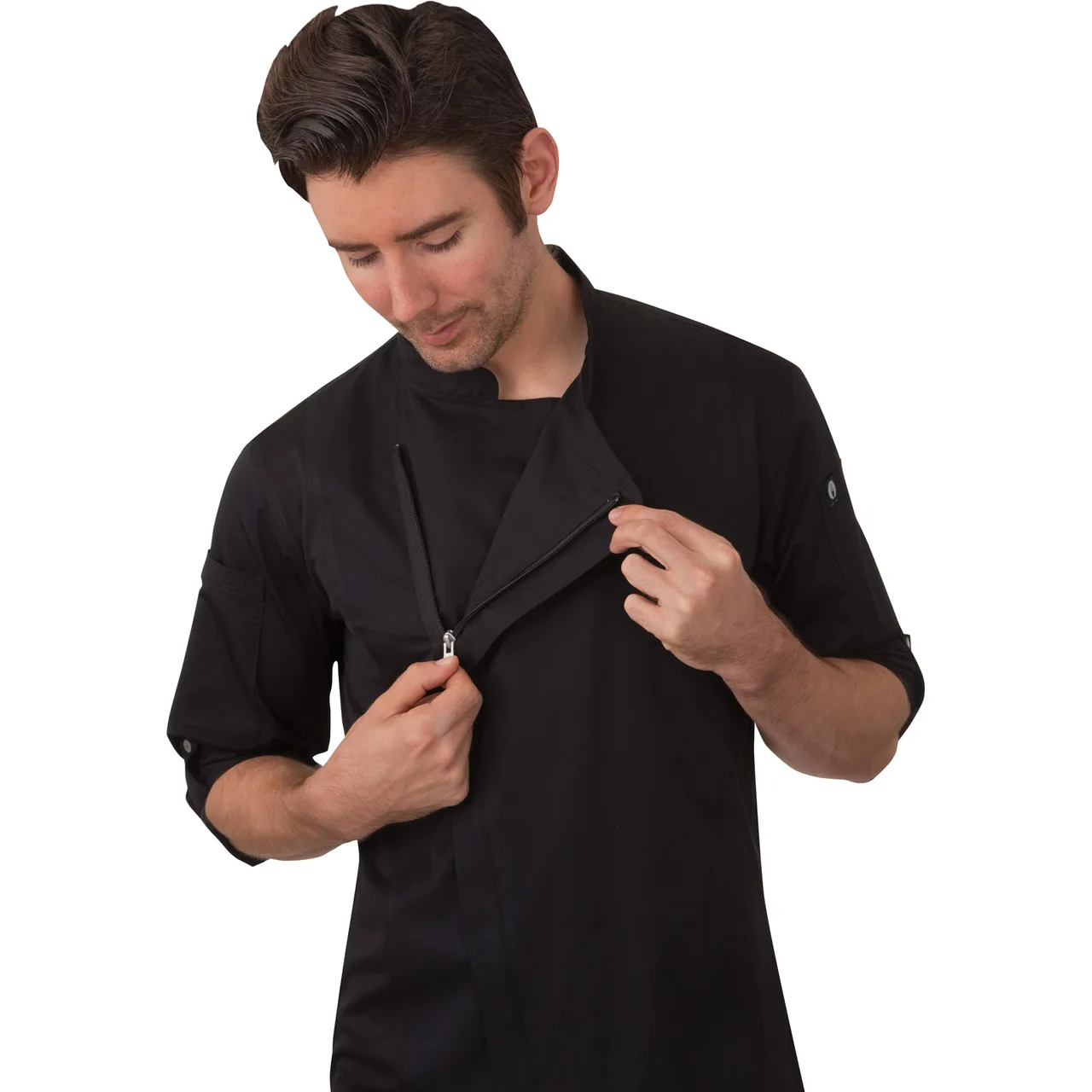 Chef Works BCLZ008-BLK-L Chef Coat, Large Black, 65/35 Poly/Cotton Twill, Cool Vent™