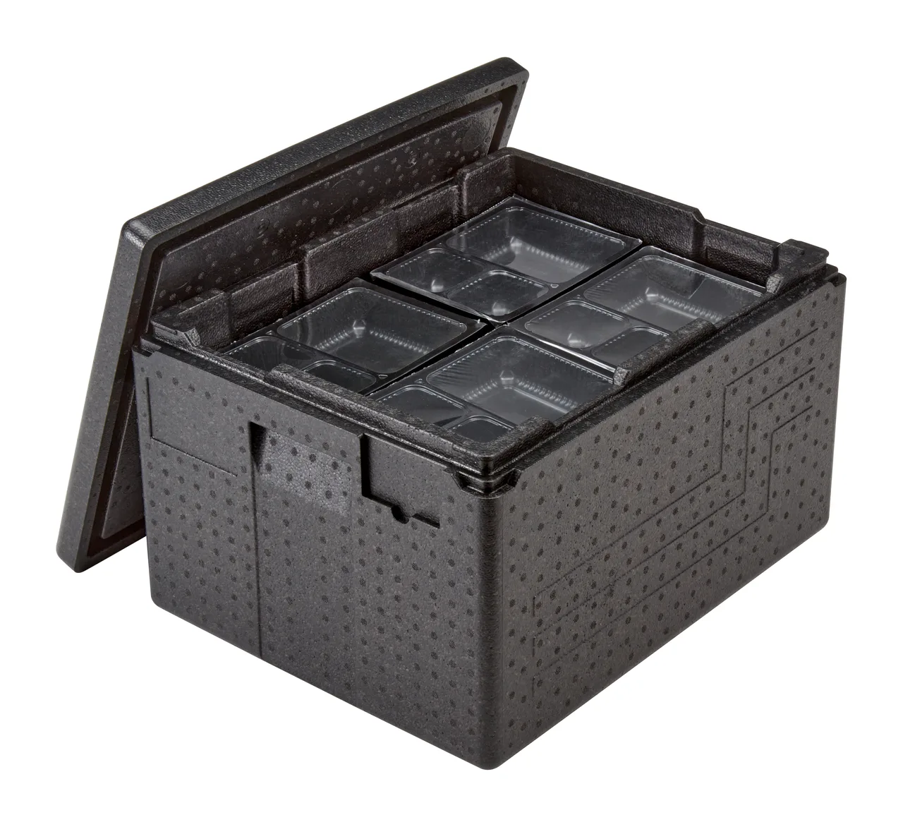 Cambro EPPMTSW110 Cam GoBox Insulated Food Pan Carrier, Top Load, Black, 24 Tray Capacity, EPP Construction