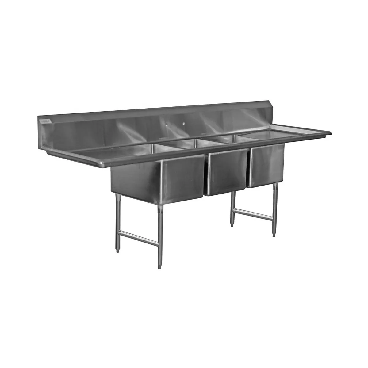 Serv-Ware 3CWPH18242-24 106" Three Compartment Sink, 18"W x 24"L Bowl With 2 Drainboards