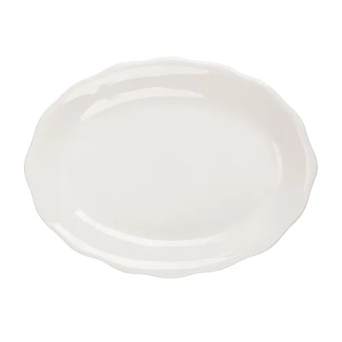CAC China SC-12 Scallop Edge China Platter, 9-5/8" x 7-1/8" x 1-1/2", Stoneware White – 1 Dozen