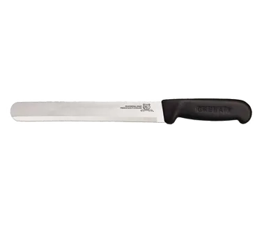 Omcan USA 12524 Straight Slicer Knife, 12" Stamped Blade, Black Plastic Handle, Greban C‑S