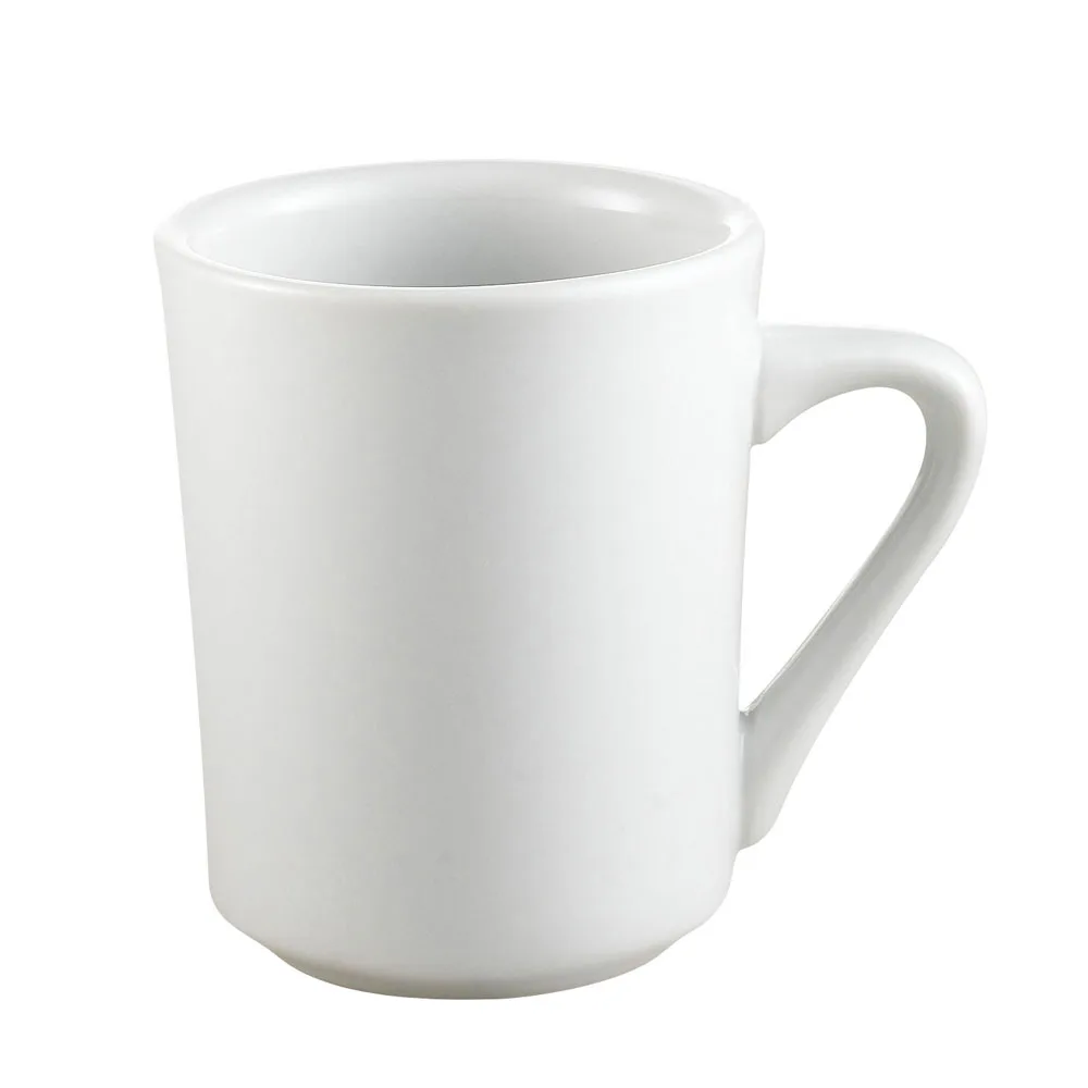 CAC China SI-8-P - Sierra 8 oz Mug, 3"3/8" Dia x 4"1/4" H, Porcelain White, Dishwasher Safe - 1 Dozen