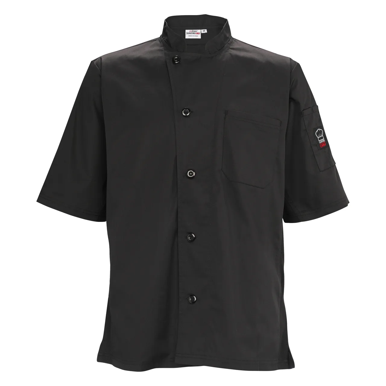 Winco UNF-9KL Broadway Ventilated Shirt, Tapered Fit, black, large