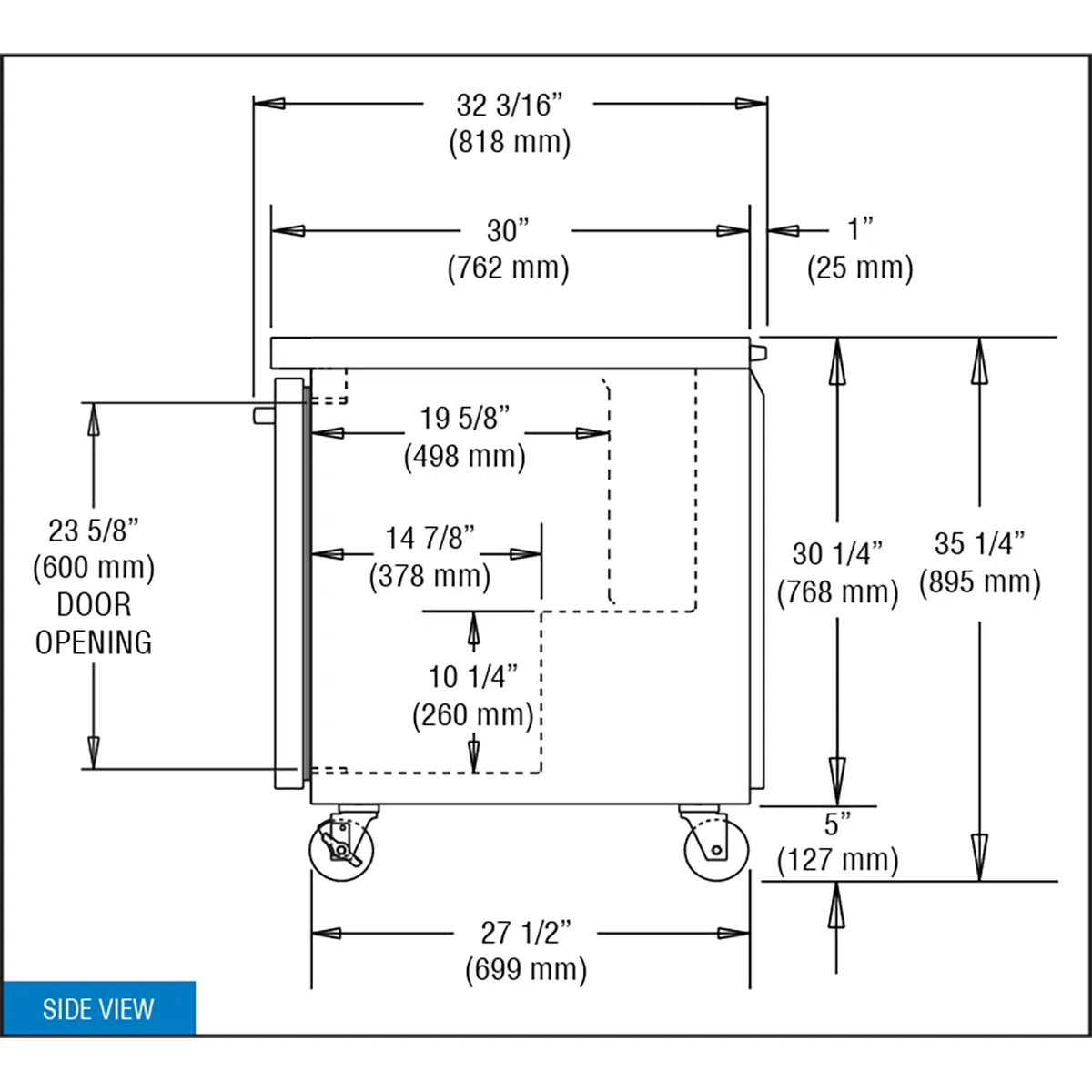 Continental Refrigerator SW36N 36" 2-Section WorkTop Refrigerator w/ 2 Doors, 10.3 cu. ft..