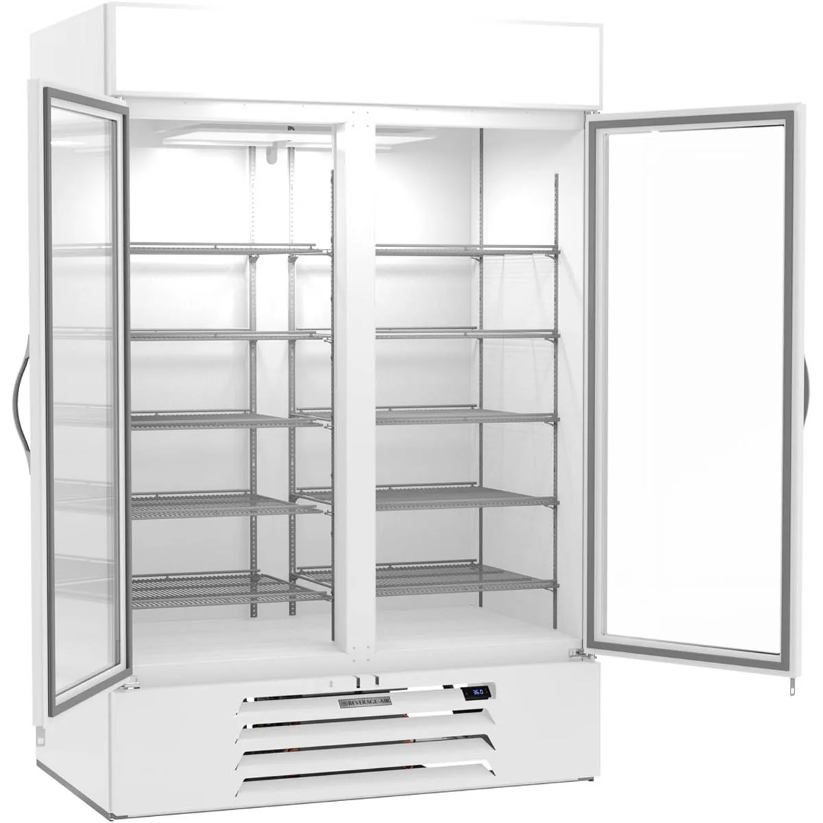 Beverage Air MMR49HC-1-W-IQ 52" Two Glass Door Merchandiser Refrigerator in White, 46 cu. ft.