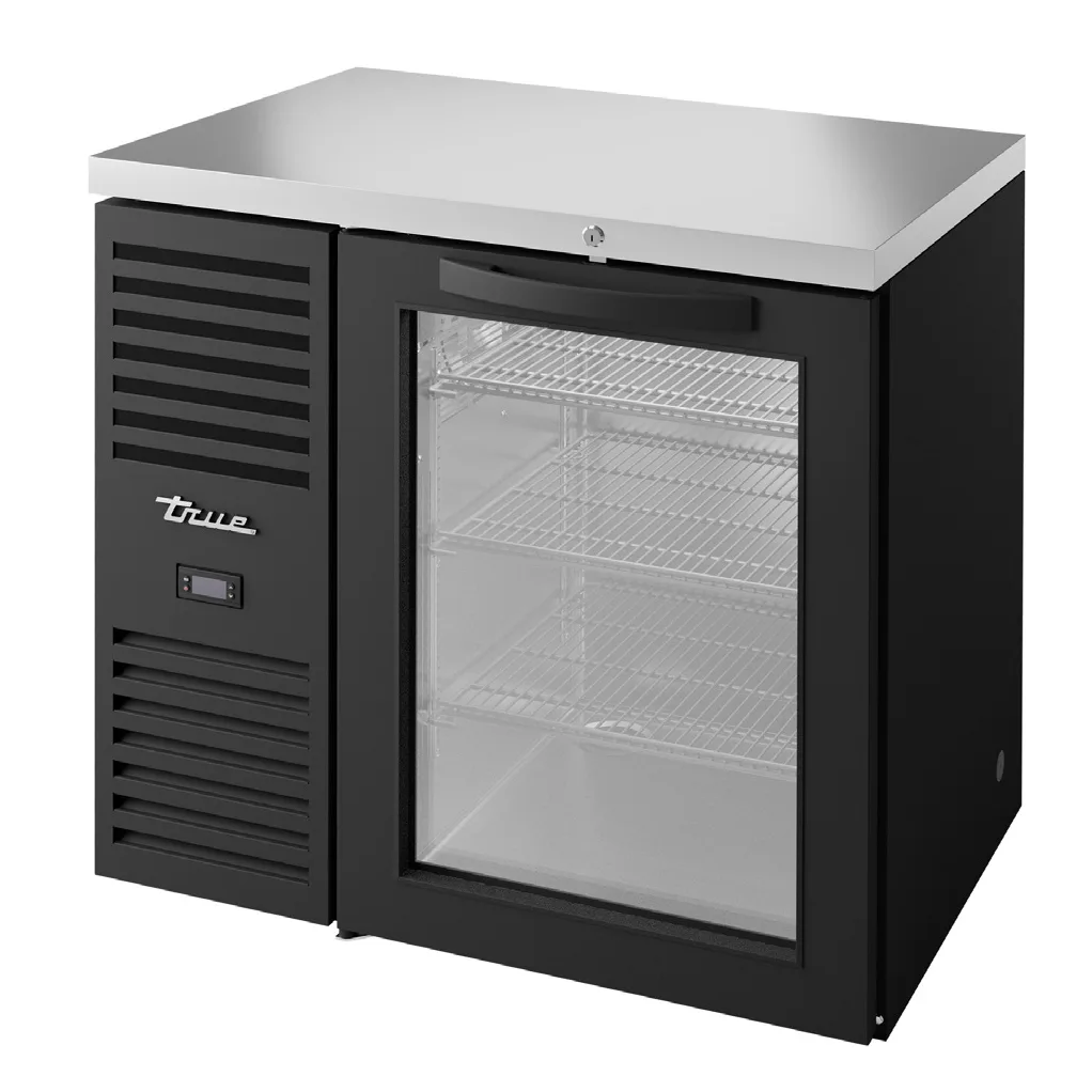 True TBR36-RISZ1-L-B-G-1 36" Glass Swing Door Back Bar Refrigerator with LED Interior Lighting