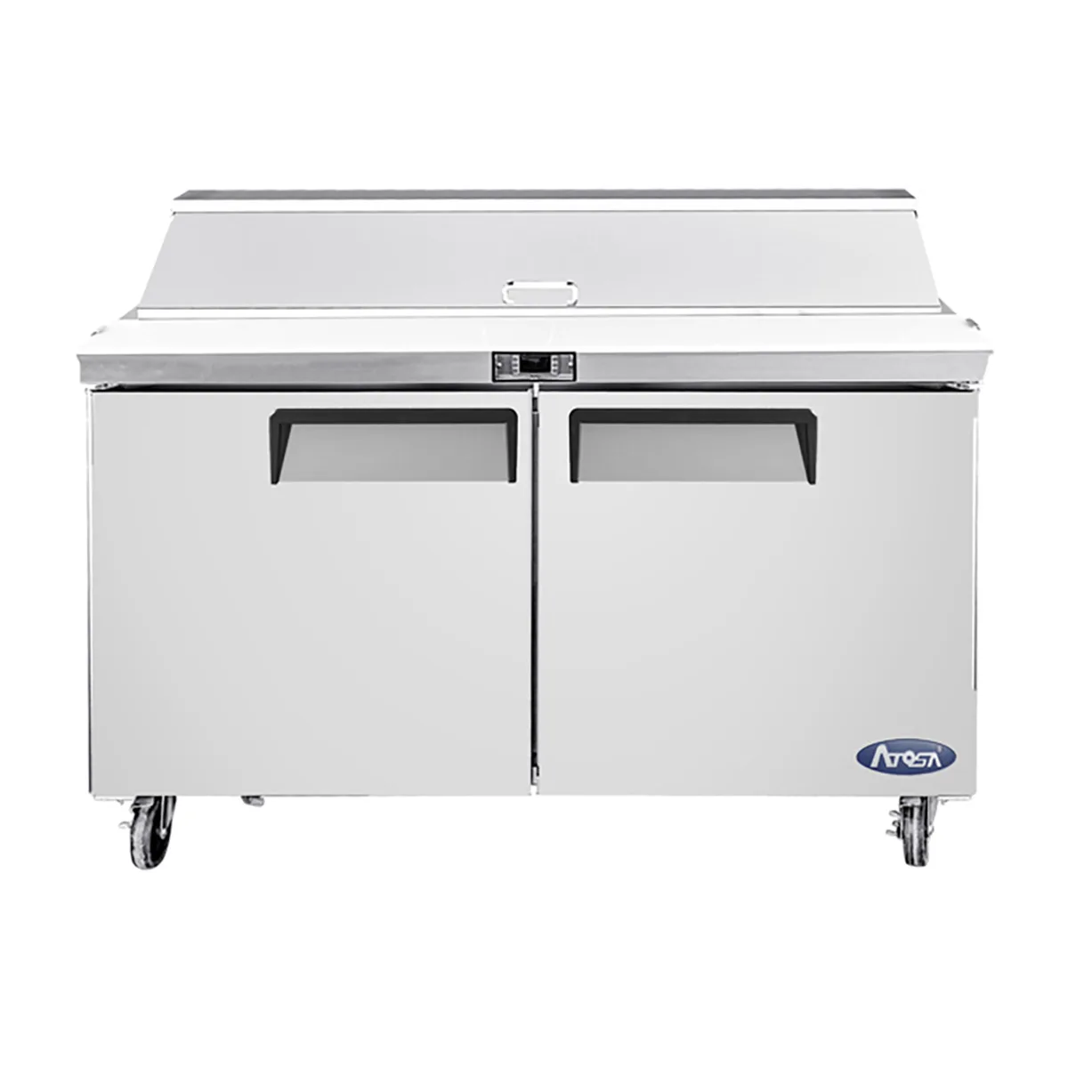 Atosa USA MSF8302GR 48“ Two Section Sandwich/Salad Prep Table w/ 2 Doors, 12 Pans, 13.4 cu. ft.