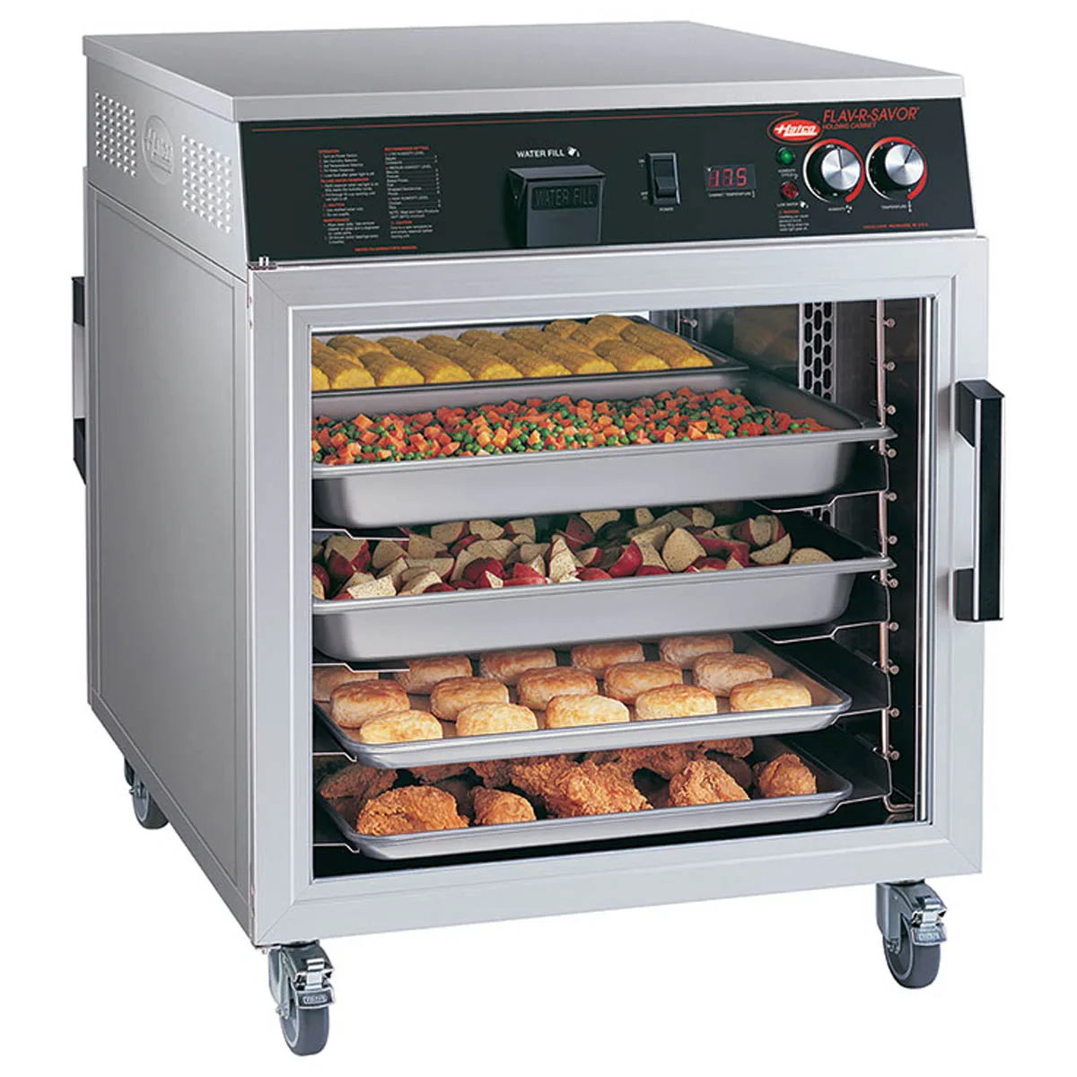 Hatco FSHC-6W1 " Height Heated Holding Cabinet, 1-Door, Clear Door, 6-Slide, Stainless Steel, 1697W