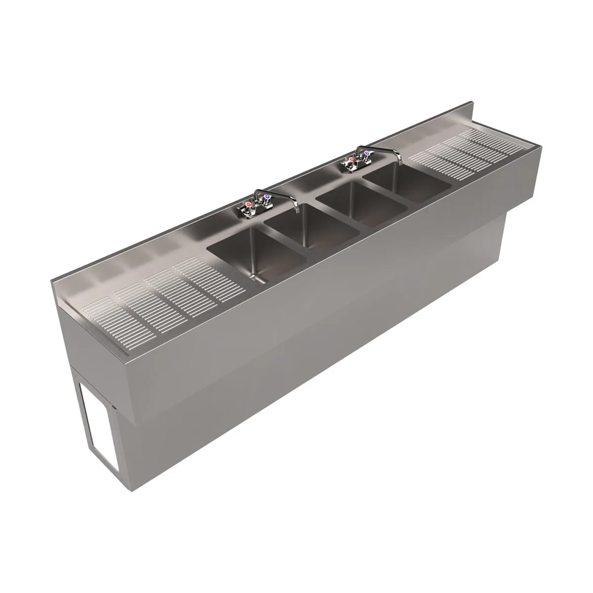 BK Resources UBB-18-496TS Underbar Sink Units, 4 Compartment with 2 Drainboards