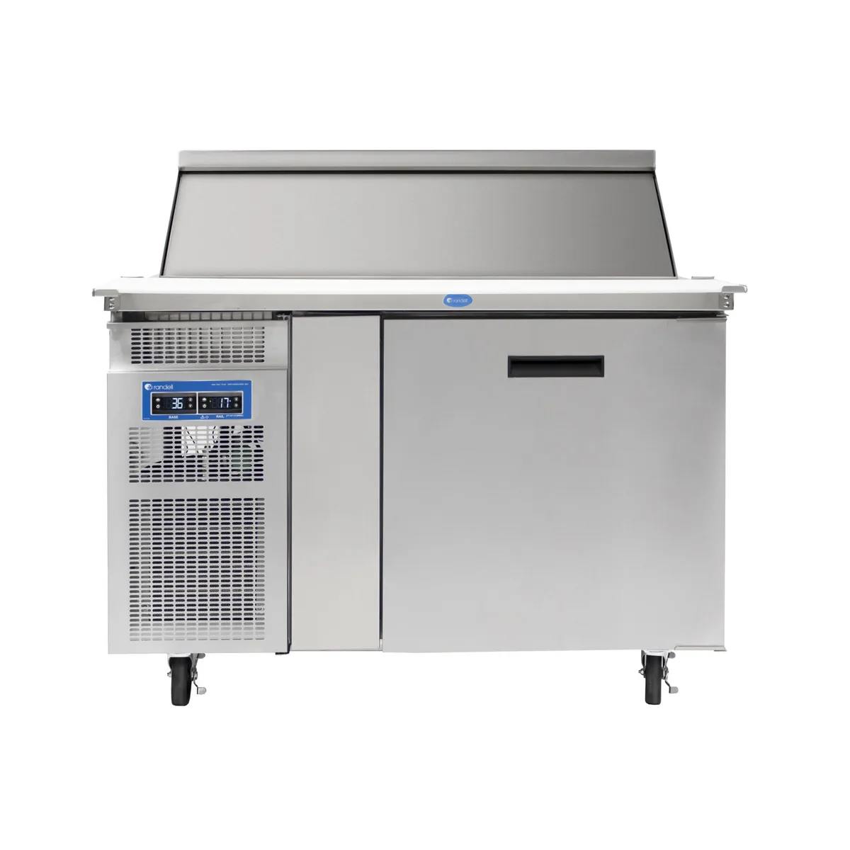 Randell 9148W-290 48" 1-Door Mega Top Sandwich Prep Table, 18 Pans, Stainless Steel