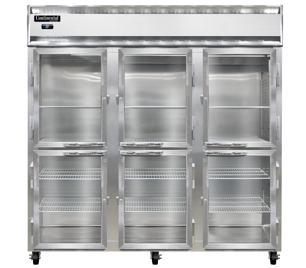Continental Refrigerator 3RNPTHD-GD-SD 72" 3-Section Pass-Thru Refrigerator, 72 cu. ft., Half Glass & Solid Doors