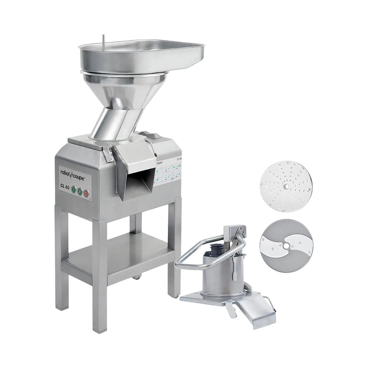 Robot Coupe CL60E2FEEDHEADS Food Processor with Pusher, Feed and Bulk, 2 Discs, 3 hp, 425 and 850 RPM, 3970 lbs/hr