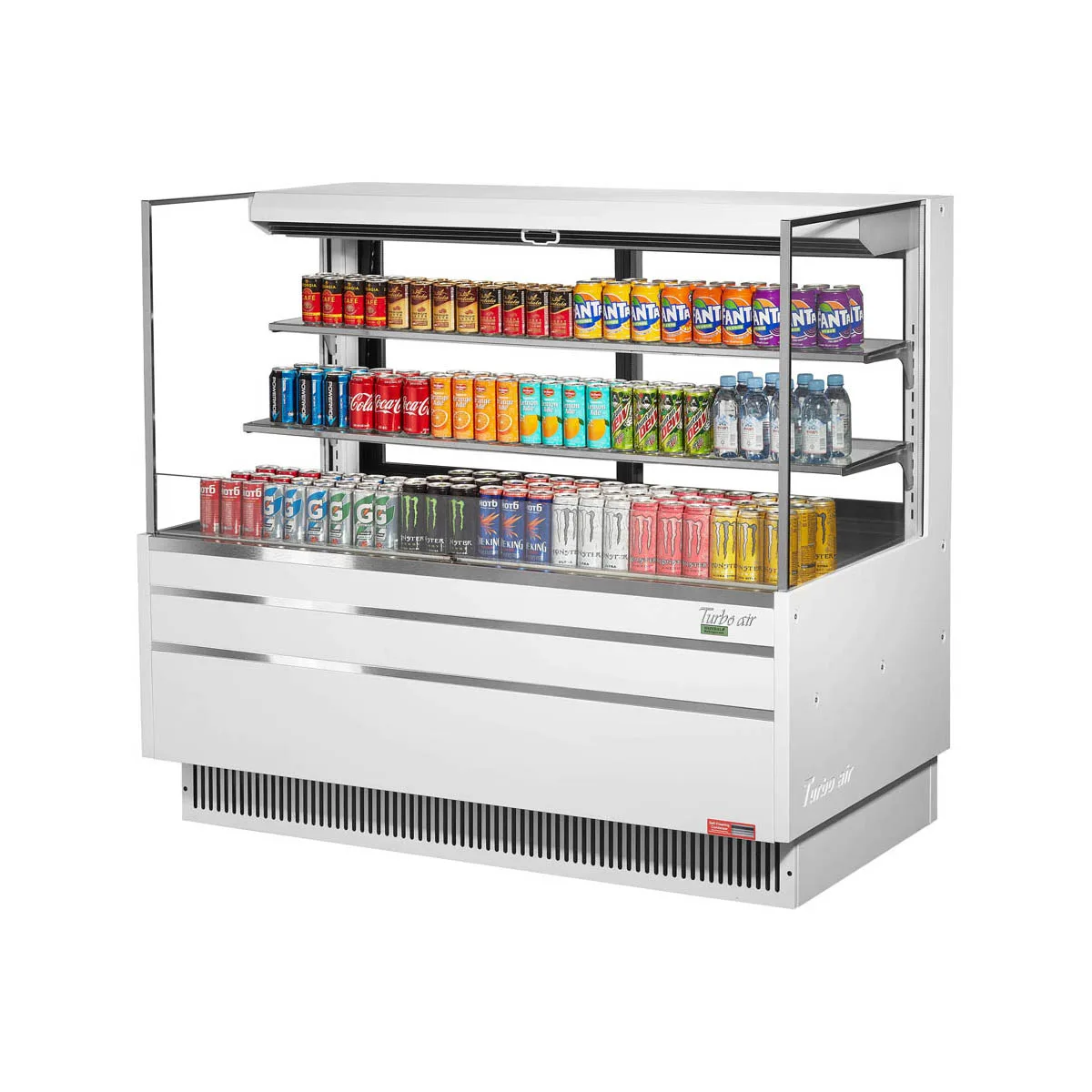 Turbo Air TOM-60L-UFD-W(B)-3S-N 58" Horizontal Open Air Merchandiser, Specify Exterior, Self-Contained, 2 Shelves