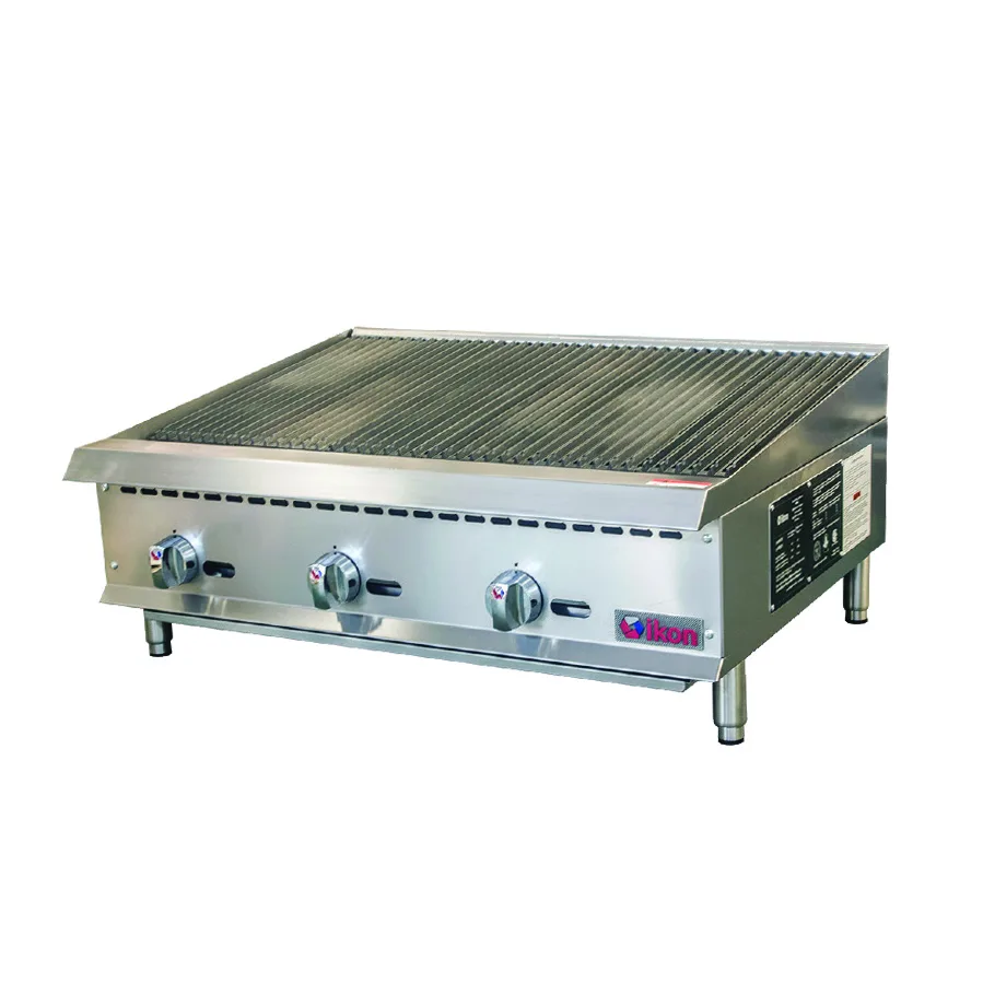 IKON IRB-36 36" Countertop Gas Radiant Charbroiler w/ (3) Burners, 105.000 BTU