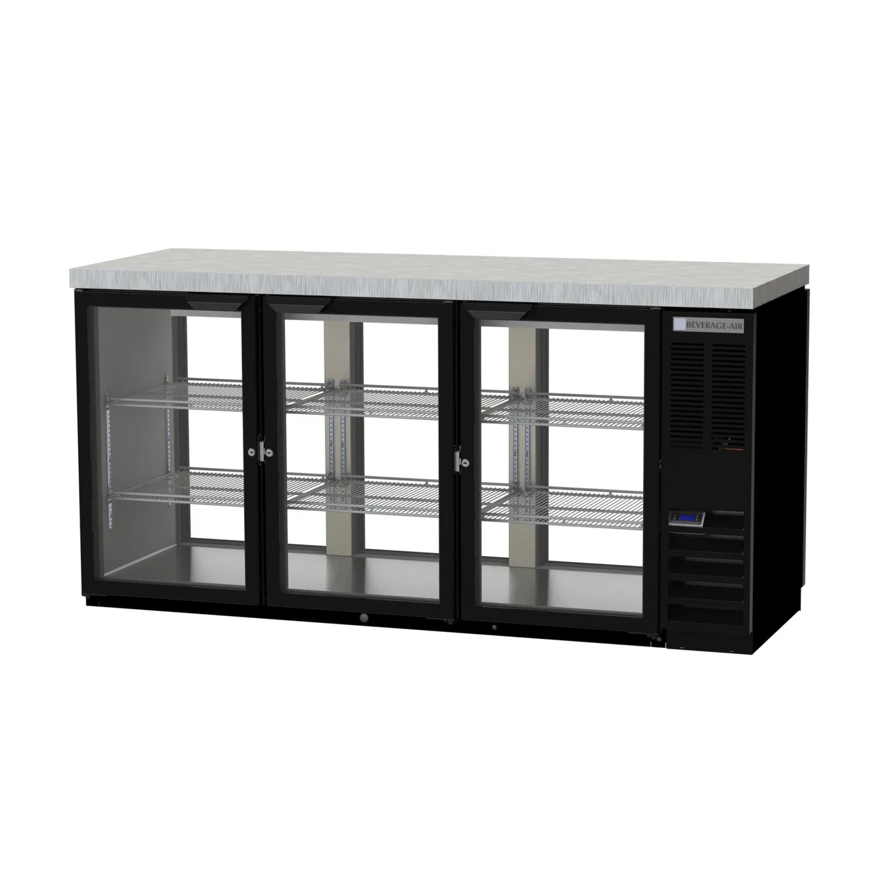 Beverage Air BB72HC-1-G-PT-B-27 72" Pass-Thru Glass Door Back Bar Refrigerator